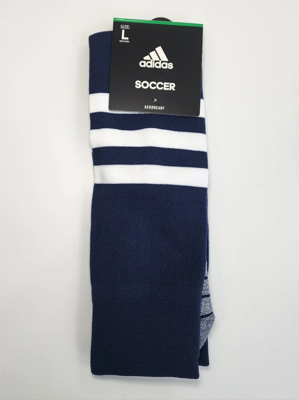 Adidas 3-Stripe Hoop Soccer Socks Over The Calf Size L (Shoe Size 9-13)